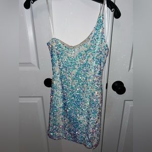 Iridescent Windsor Sequin One Shoulder Dress